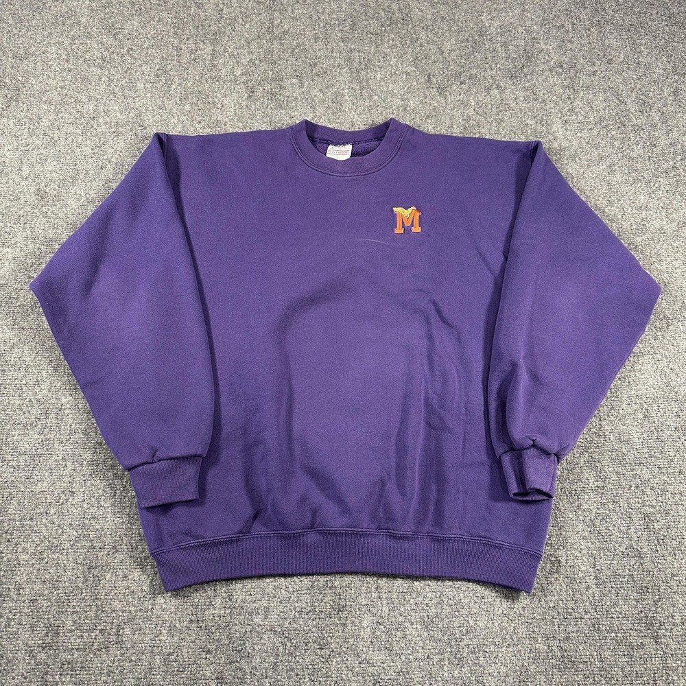 Vintage Santee Sweatshirt Mens XL Purple Fleece Pullover Crewneck Embroidered